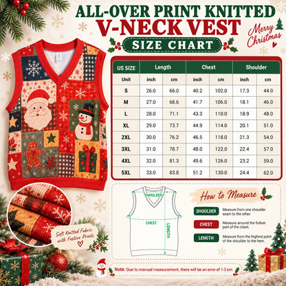 V-neck vest size chart S to 5XL