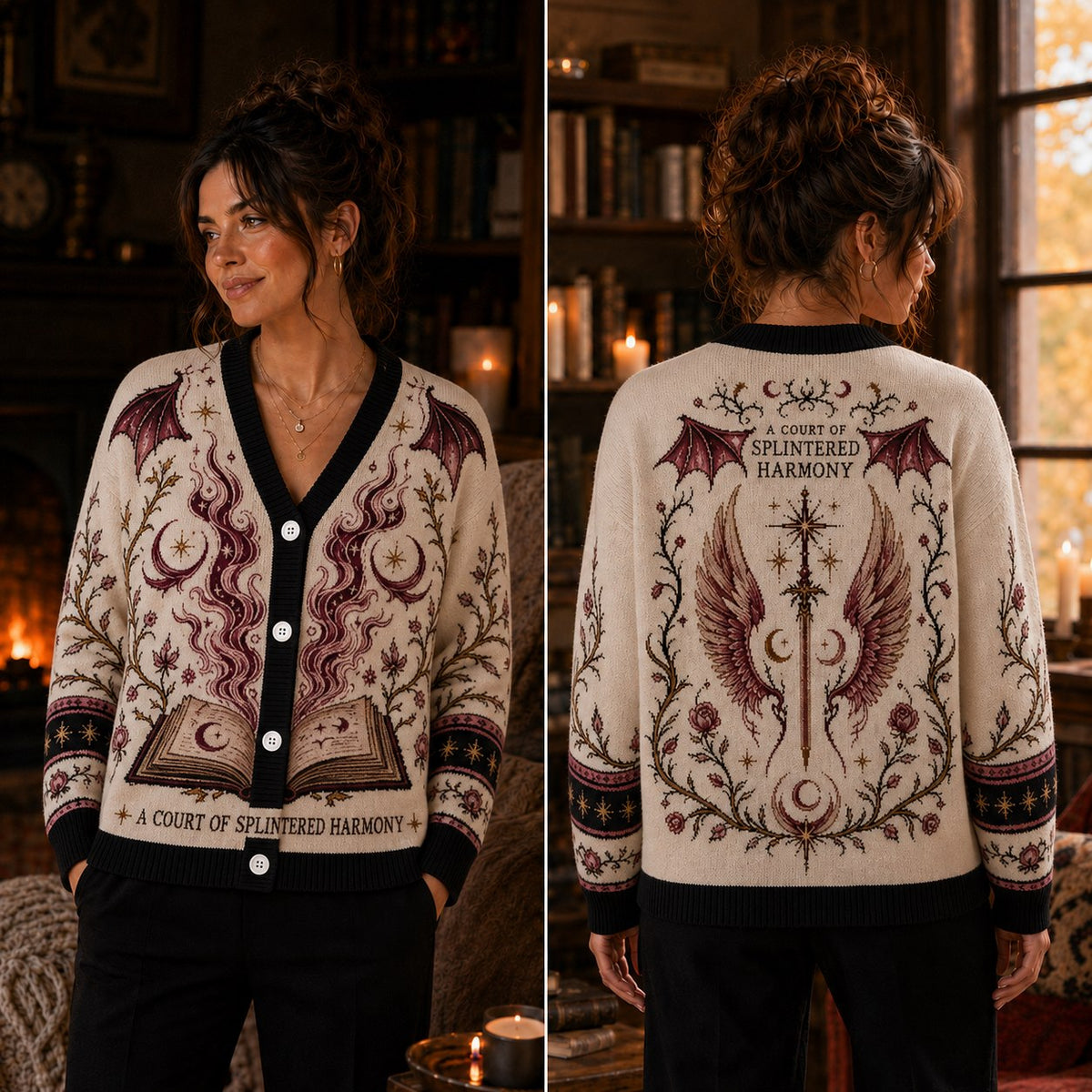 ACOTAR cardigan A Court of Splintered Harmony Illyrian wings cream knit - view 2