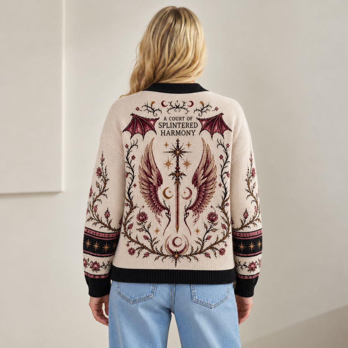 ACOTAR cardigan A Court of Splintered Harmony Illyrian wings cream knit - view 5