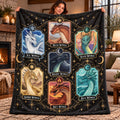 Dragon Tribes Fleece Blanket - Dragon Tarot Cards Throw, Dragonets of Destiny Gift