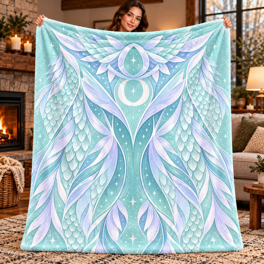 Wings of Fire Fleece Blanket - IceWing NightWing RainWing SandWing SeaWing Throw - IceWing