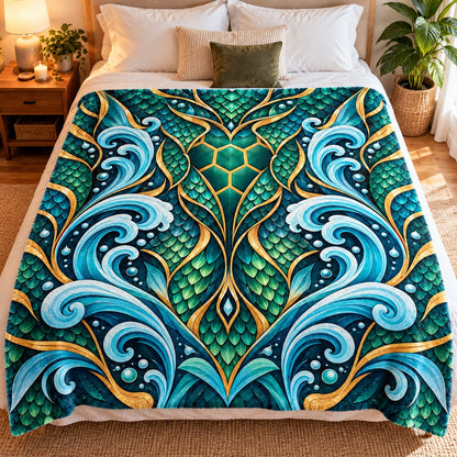 Wings of Fire Fleece Blanket - Dragon Scale Tribe Designs in 7 Styles Throw - on bed