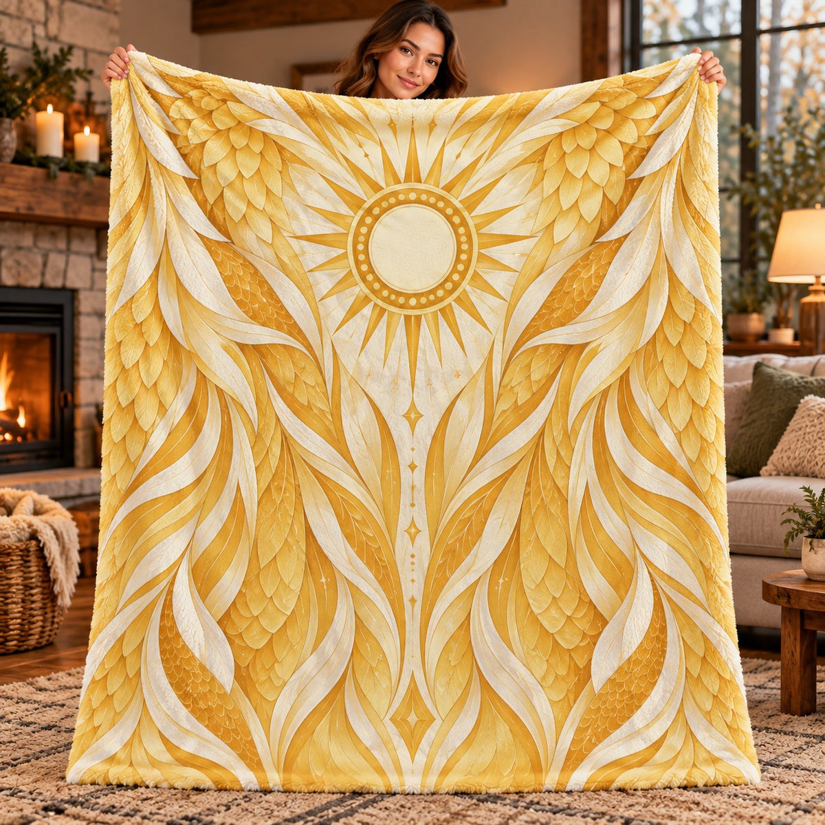 Wings of Fire Fleece Blanket - IceWing NightWing RainWing SandWing SeaWing Throw - SandWing