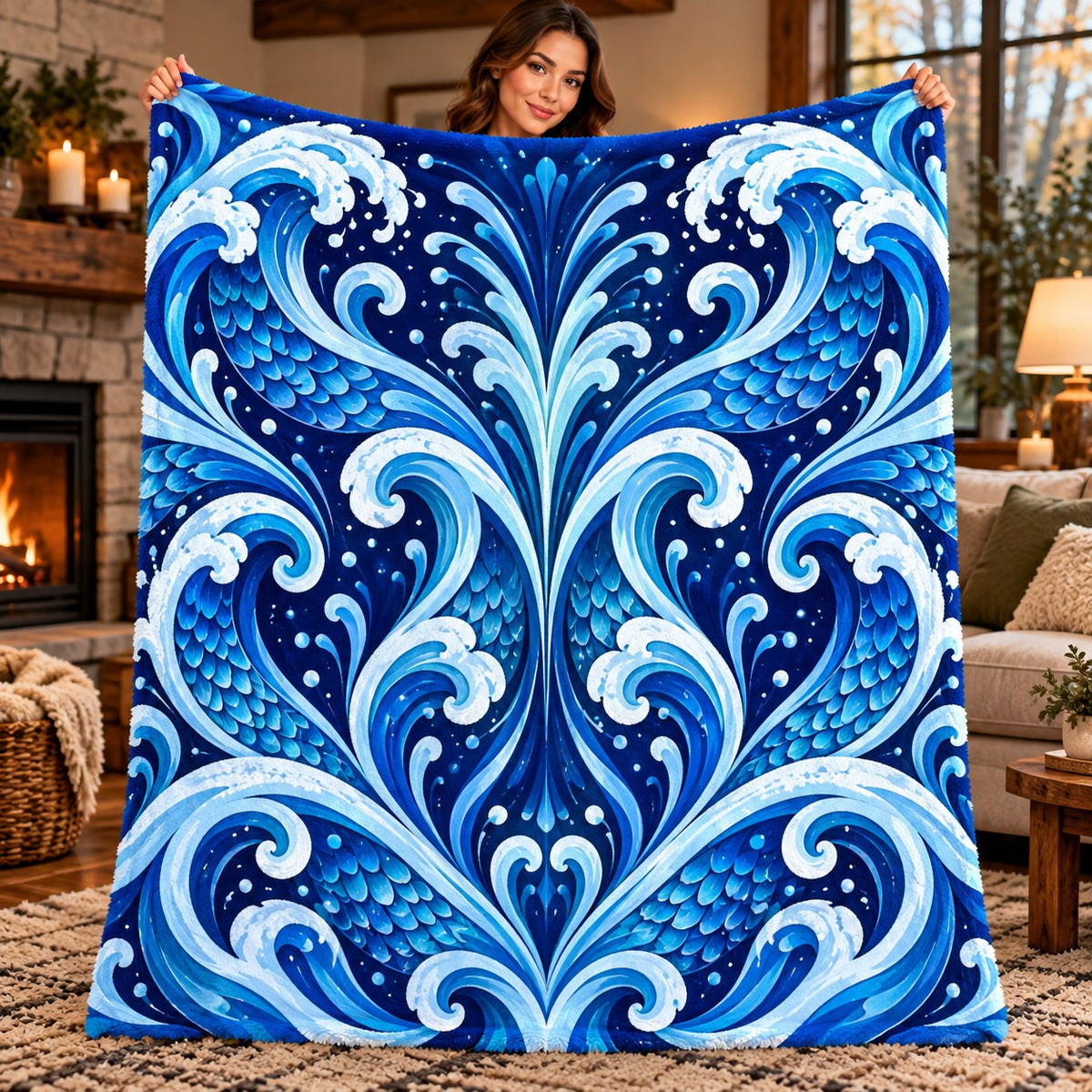 Wings of Fire Fleece Blanket - IceWing NightWing RainWing SandWing SeaWing Throw - SeaWing Ocean