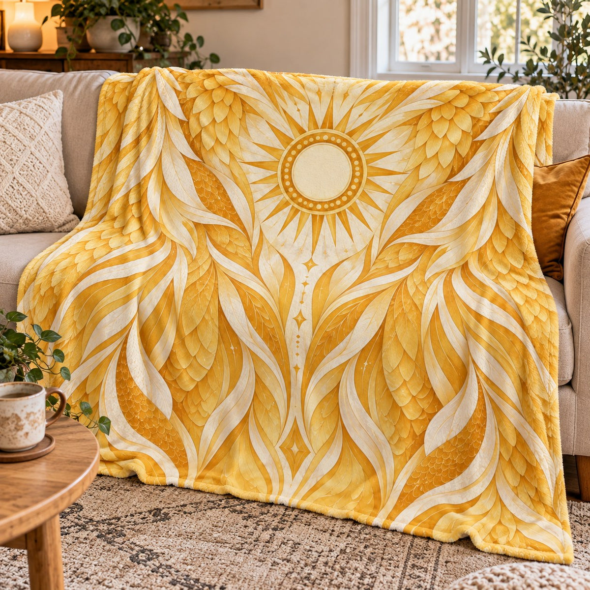 Wings of Fire Fleece Blanket - Dragon Scale Tribe Designs in 7 Styles Throw - on sofa