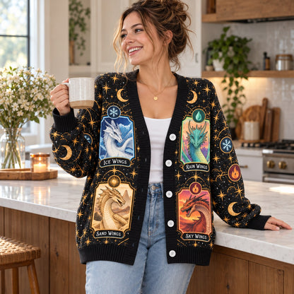 Wings of Fire Cardigan - Dragon Tribes Tarot Cards Knit Sweater - view 2