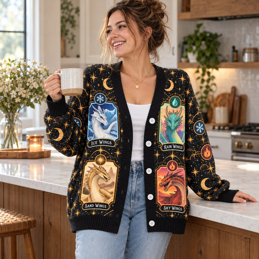Wings of Fire Cardigan - Dragon Tribes Tarot Cards Knit Sweater - view 2