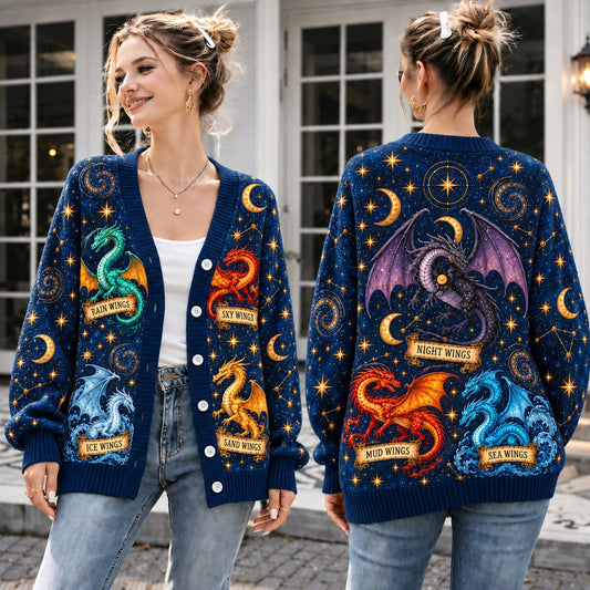 Wings of Fire Cardigan - Constellation Dragons Navy Knit Sweater - view 1