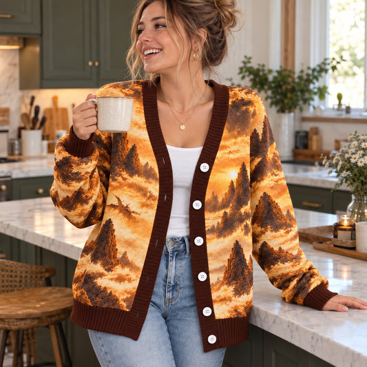 Wings of Fire SandWing Cardigan - Golden Desert Sunset Dragon Knit Sweater - view 2