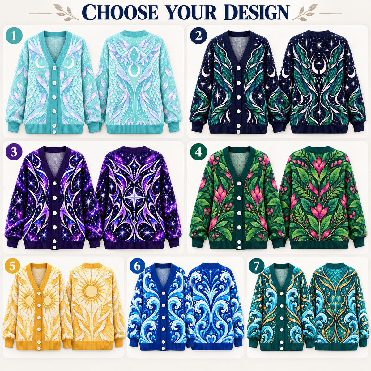 Wings of Fire Cardigan - Dragon Scale Tribe Designs in 7 Styles Knit Sweater - choose your design