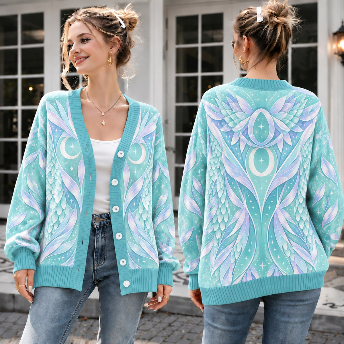 Wings of Fire Cardigan - IceWing NightWing RainWing SandWing SeaWing Knit Sweater - IceWing