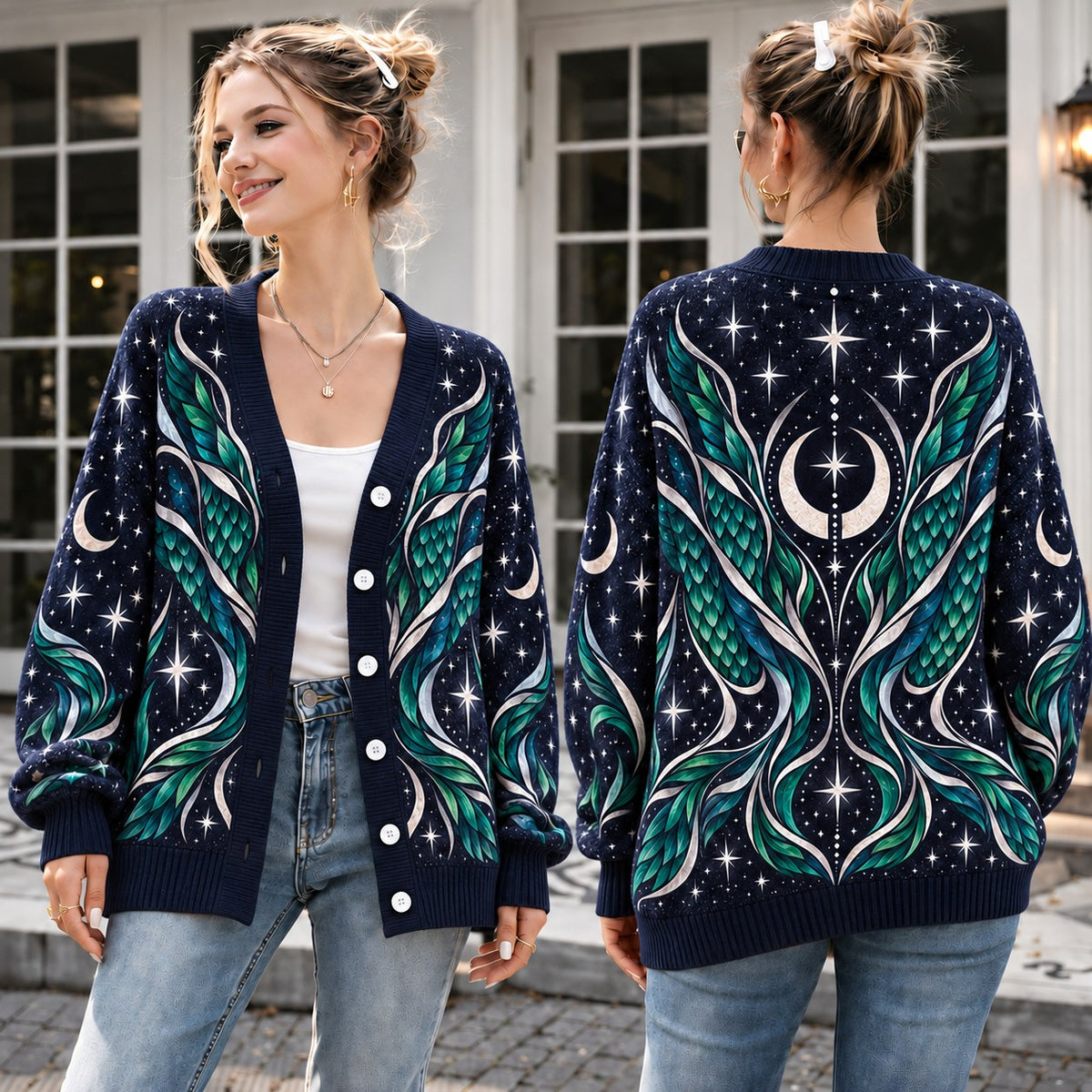 Wings of Fire Cardigan - IceWing NightWing RainWing SandWing SeaWing Knit Sweater - NightWing Midnight