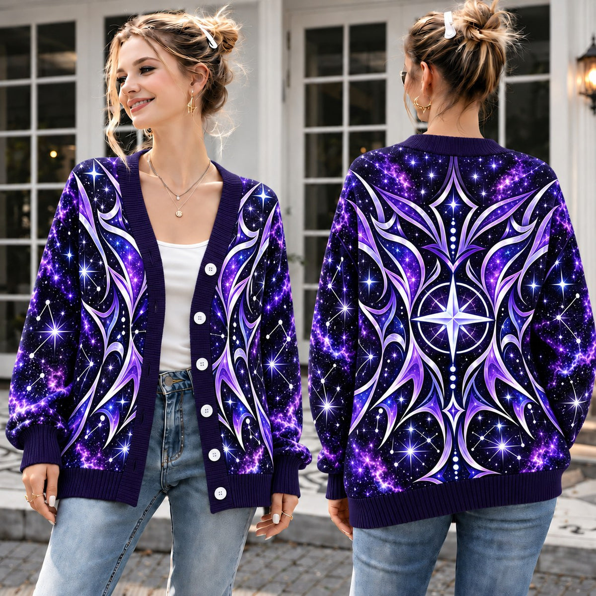 Wings of Fire Cardigan - IceWing NightWing RainWing SandWing SeaWing Knit Sweater - NightWing Galaxy