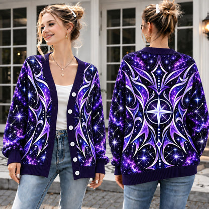 Wings of Fire Cardigan - IceWing NightWing RainWing SandWing SeaWing Knit Sweater - NightWing Galaxy