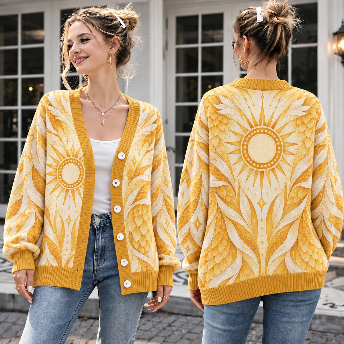 Wings of Fire Cardigan - IceWing NightWing RainWing SandWing SeaWing Knit Sweater - SandWing
